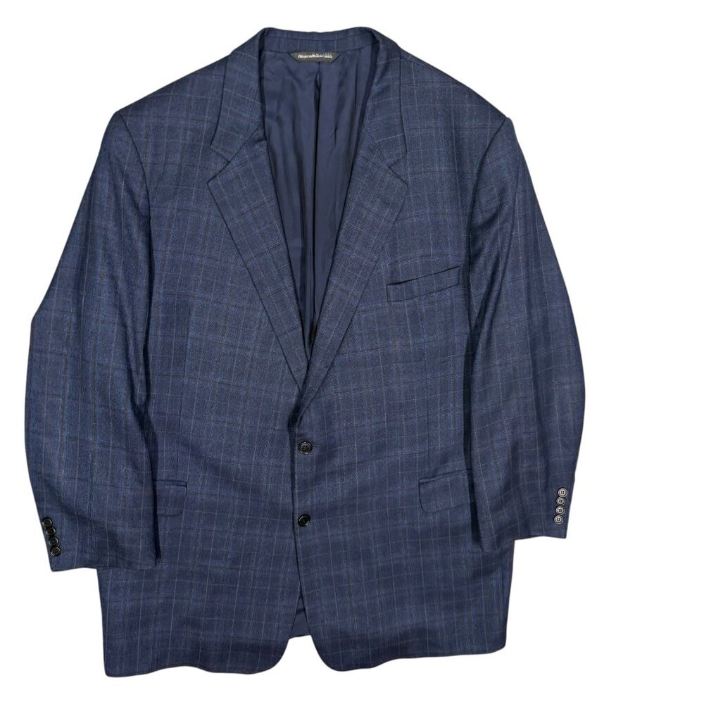Navy Plaid Sport Coat Blazer - Unbranded
